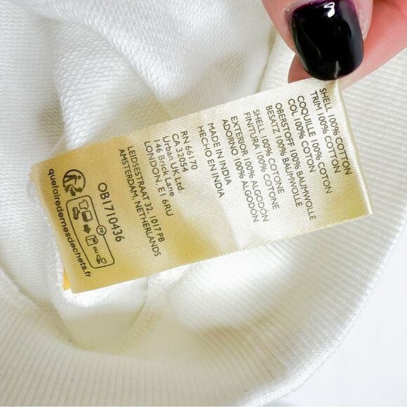 Anthropologie Women's White Lace Ruffle Sweatshirt Top  Size Small - Picture 9 of 9